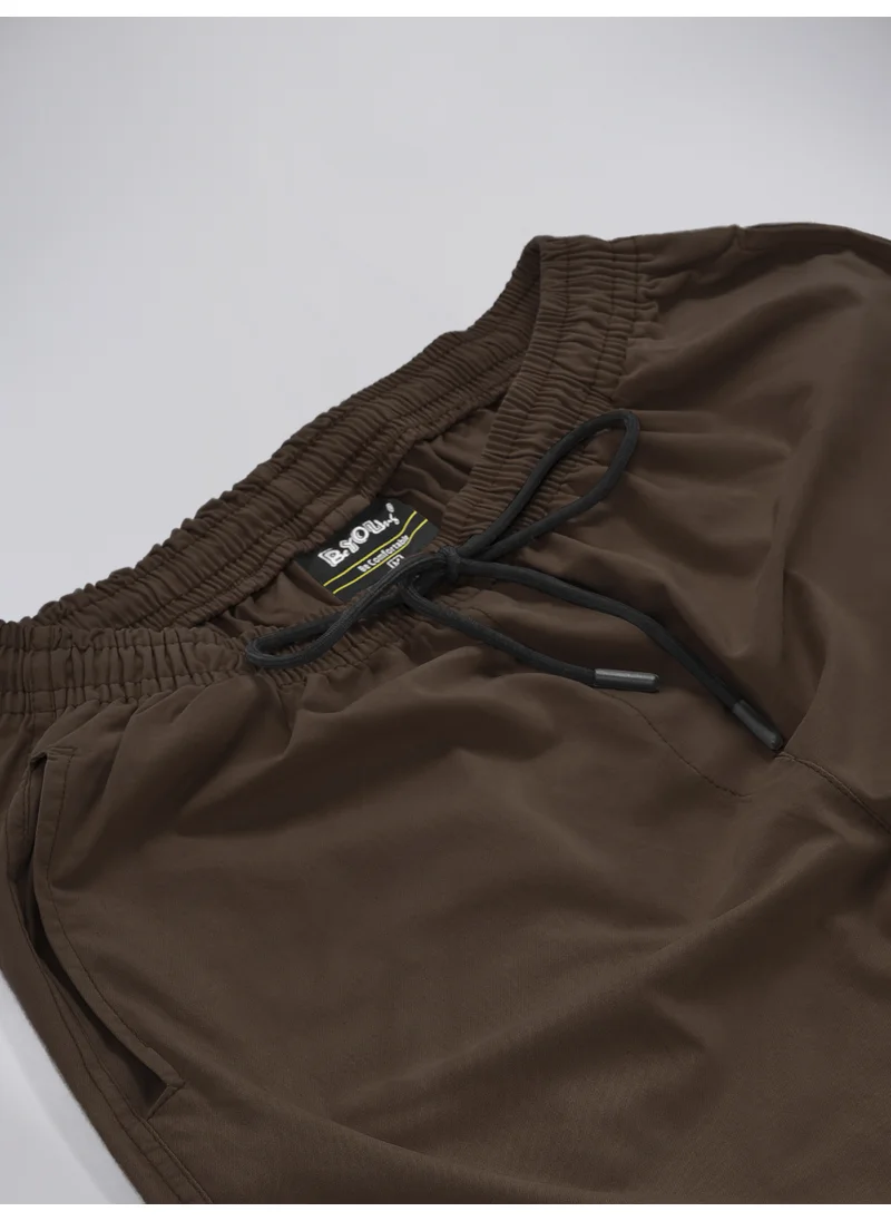 Beyoung Coffee Brown Cotton Cargo Joggers