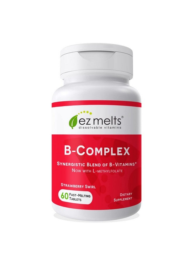 EZ Melts Bcomplex With Methylcobalamin And Methylfolate Sublingual Vitamins Vegan Zero Sugar Natural Strawberry Flavor 60 Fast Dissolve Tablets - Image 1
