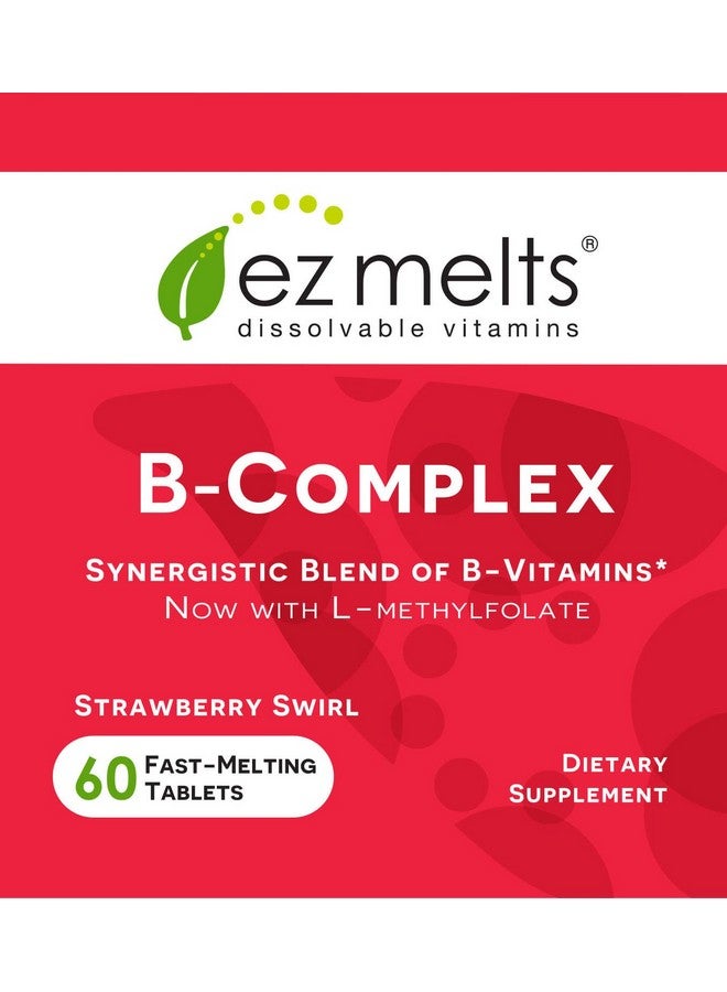 EZ Melts Bcomplex With Methylcobalamin And Methylfolate Sublingual Vitamins Vegan Zero Sugar Natural Strawberry Flavor 60 Fast Dissolve Tablets - Image 5