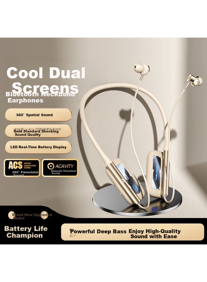 Viken Bluetooth Neckband Sports Earphones Wireless Neck-hanging Long Battery Life Noise Cancelling Sweatproof High Capacity Noise Reduction Earbuds - Image 1