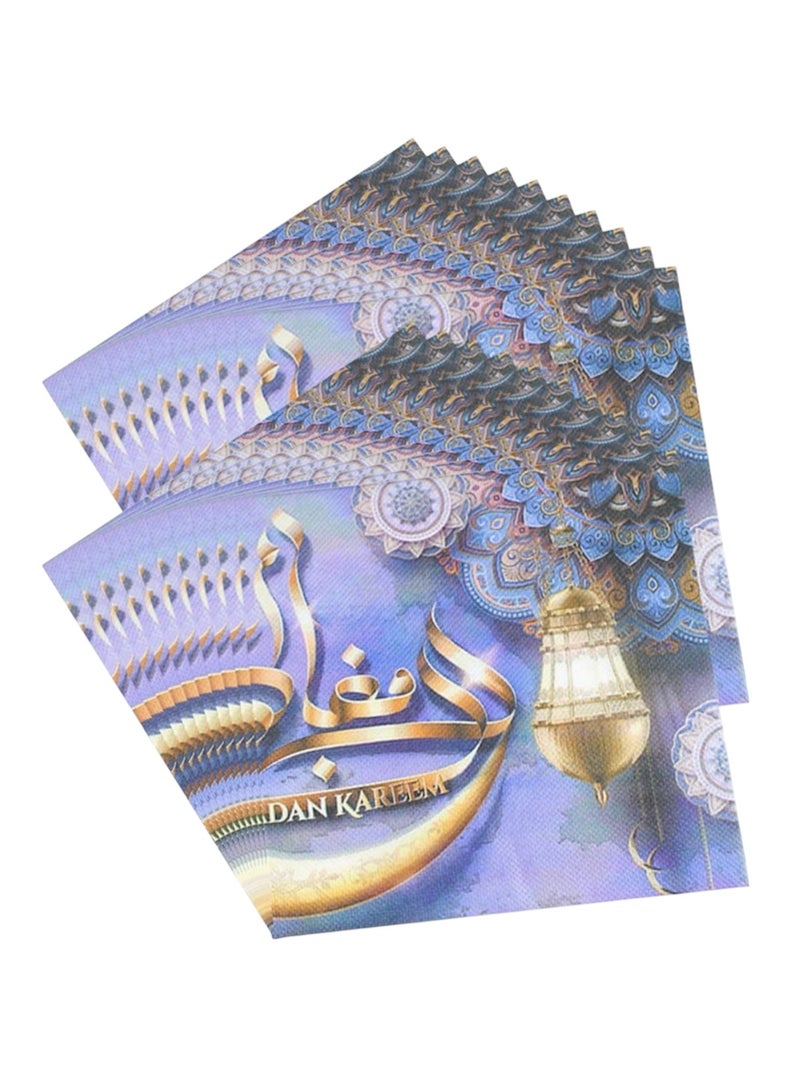 Generic 1 Pack of Ramadan Kareem Paper Napkins 20pcs, Purple Golden Color Festive Holy Month Tableware Disposable Tissues for Iftar Party Table Setting Decoration Event Dinner  - Image 1