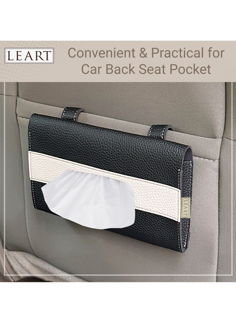 LeArt Leather Car Tissue Holder – Visor Tissue Box Holder for Car | Tissue Box for Car | Car Accessories Interior | Car Tissue Box | Visor Tissue Box Holder (Black Visor)  - Image 2