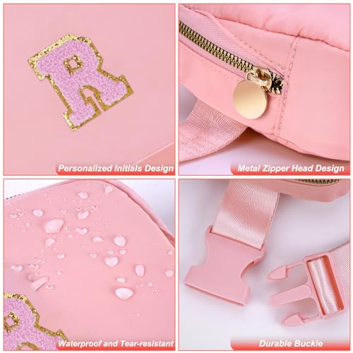Uygafly Personalized Belt Bag for Women Girls - Fashion Mini Waist Packs with Adjustable Strap - Trendy Travel Fanny Pack Crossbody Bags with Initial Letter - Teen Gifts | Peach,R - Image 5