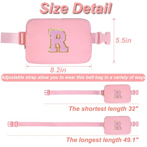 Uygafly Personalized Belt Bag for Women Girls - Fashion Mini Waist Packs with Adjustable Strap - Trendy Travel Fanny Pack Crossbody Bags with Initial Letter - Teen Gifts | Peach,R - Image 4