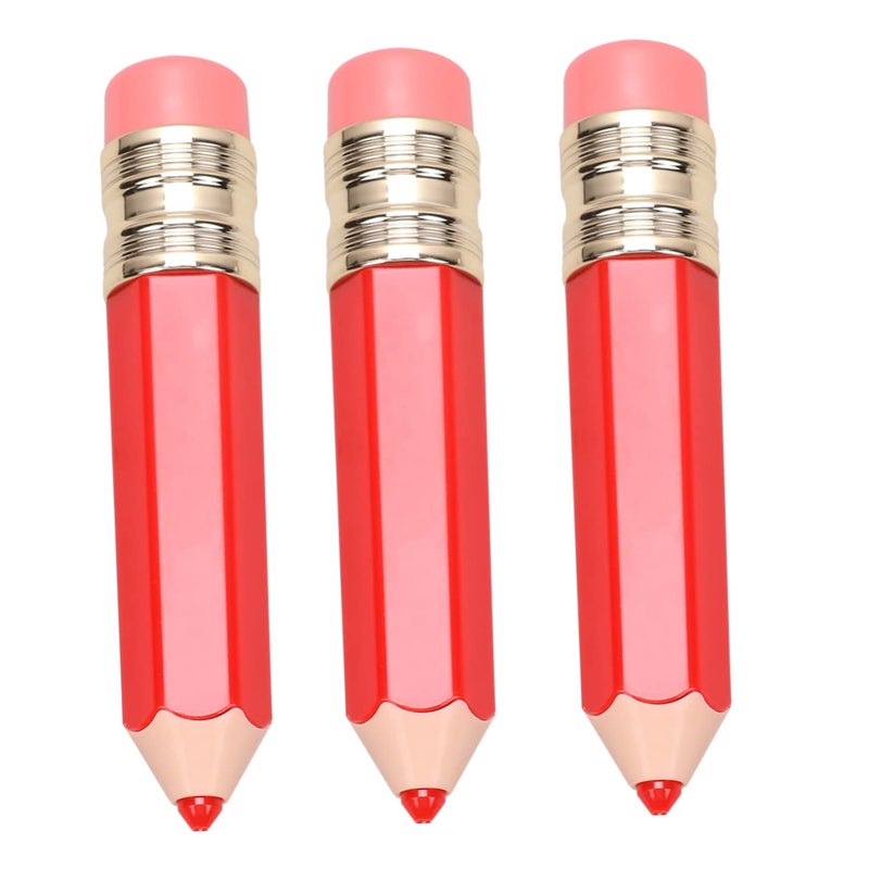 3pcs Refillable Lip Gloss Tube Set Leakproof Pencil Shape Lip Color Container for Diy Glaze for Travel and Outdoor Use Red - Image 1
