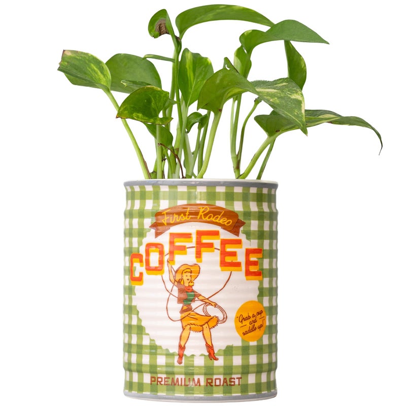 ban.do Novelty Ceramic Planter with Drainage Hole, Decorative Plant Pot, Planters for Indoor Plants, Cute Decor, Unique Planter, Coffee Can - Image 2