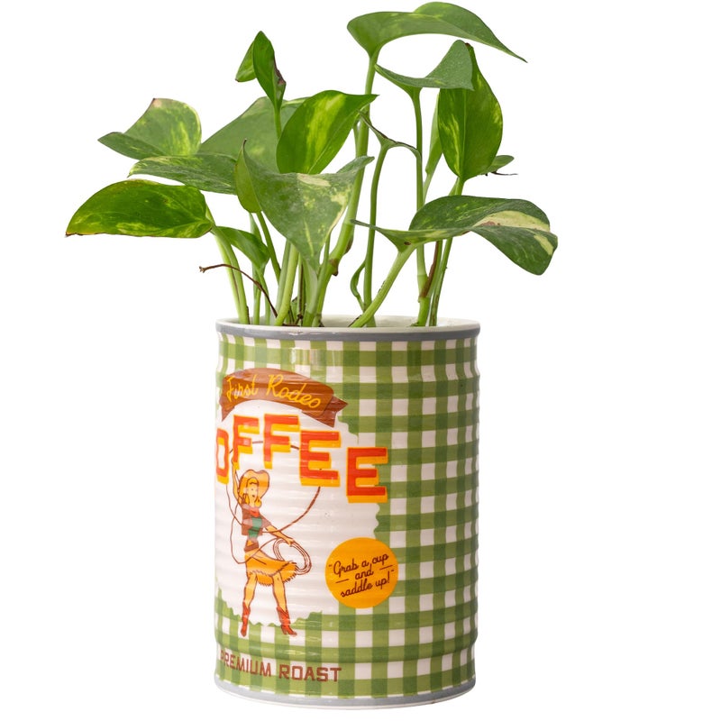 ban.do Novelty Ceramic Planter with Drainage Hole, Decorative Plant Pot, Planters for Indoor Plants, Cute Decor, Unique Planter, Coffee Can - Image 4