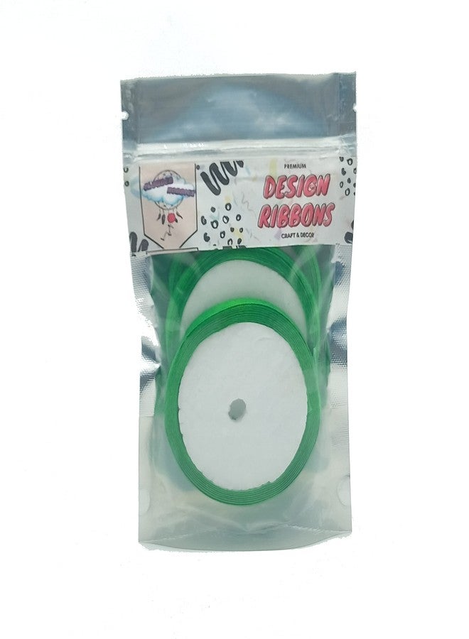 CLOUDED HOBBIES 1/4 INCH Thin Satin Ribbons 3 Reel 30 MTRS Pack DIY Craft Decor Ribbon (Dark Green) - Image 4