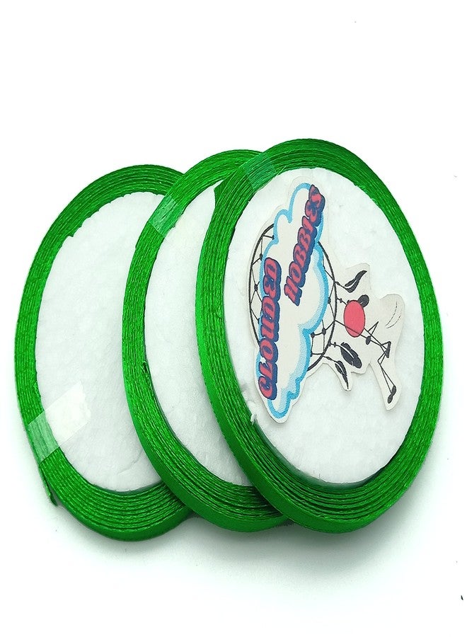 CLOUDED HOBBIES 1/4 INCH Thin Satin Ribbons 3 Reel 30 MTRS Pack DIY Craft Decor Ribbon (Dark Green) - Image 3