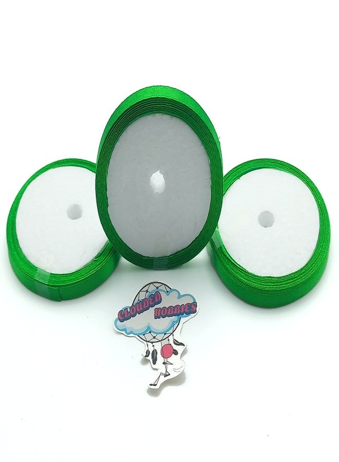 CLOUDED HOBBIES 1/4 INCH Thin Satin Ribbons 3 Reel 30 MTRS Pack DIY Craft Decor Ribbon (Dark Green) - Image 2