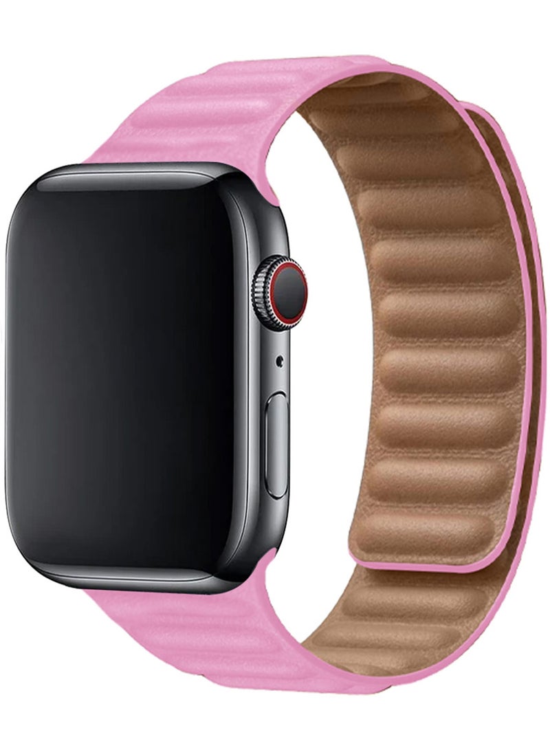 CATANES Replacement Band for Apple Watch Band 38mm 40mm 41mm (42mm Series 10) – Leather Link Strap Magnetic Loop Adjustable Bracelet - Pink - Image 2