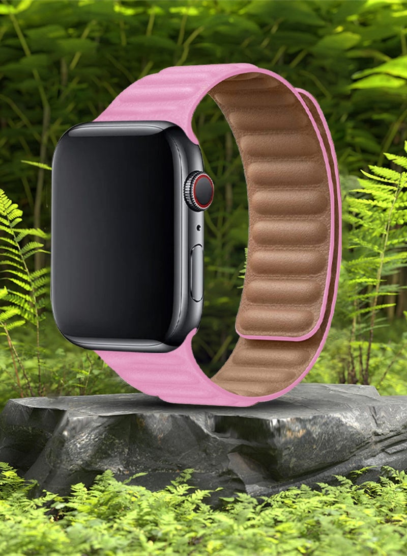 CATANES Replacement Band for Apple Watch Band 38mm 40mm 41mm (42mm Series 10) – Leather Link Strap Magnetic Loop Adjustable Bracelet - Pink - Image 5
