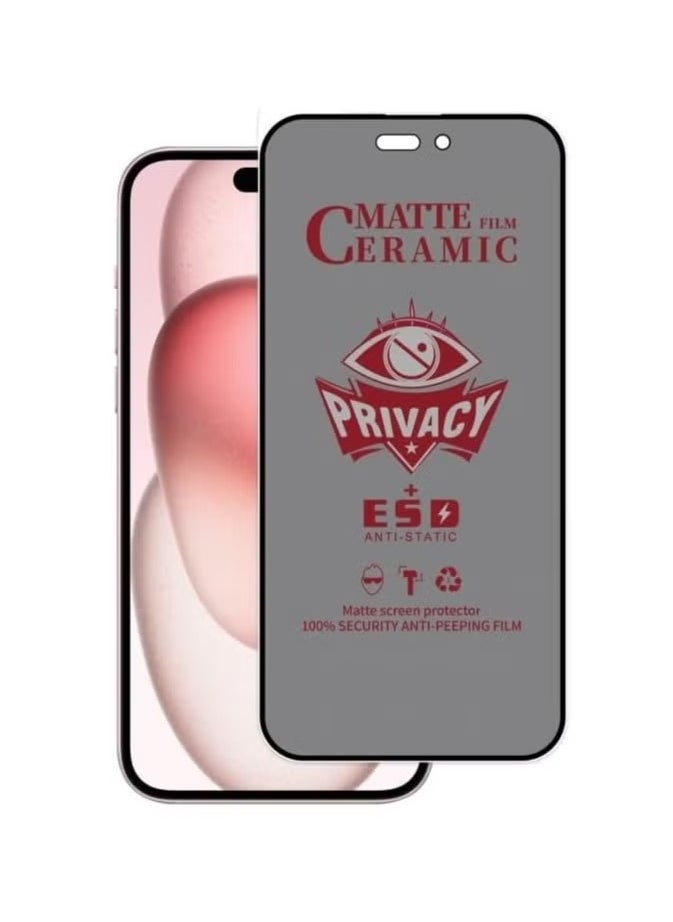 Raxoom iPhone 16 Plus Ceramic Privacy Screen Protector – 9H Screen Protector, Premium Ceramic full Glue Privacy Screen 9H Super Hardness Film For iPhone 16 Plus Black  - Image 3