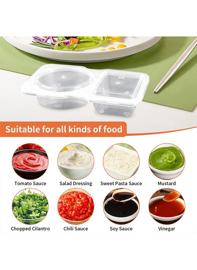 meayul - 20 Pcs Double Compartment Condiment Container, Reusable Snack Containers, Condiment Containers with Lids, Sauce Containers for Snacks, Dips, Takeout, Travel and Outdoor Camping - Image 1