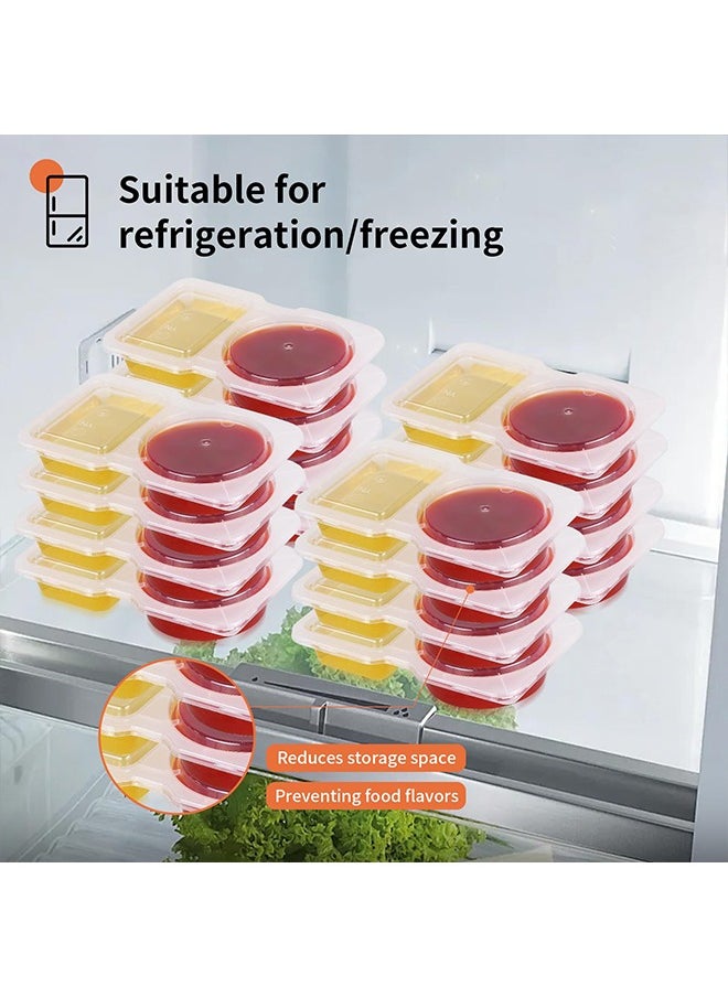 meayul - 20 Pcs Double Compartment Condiment Container, Reusable Snack Containers, Condiment Containers with Lids, Sauce Containers for Snacks, Dips, Takeout, Travel and Outdoor Camping - Image 1