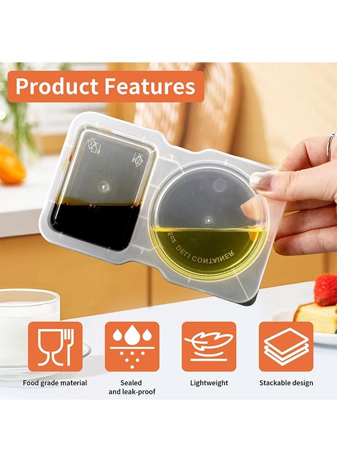 meayul - 20 Pcs Double Compartment Condiment Container, Reusable Snack Containers, Condiment Containers with Lids, Sauce Containers for Snacks, Dips, Takeout, Travel and Outdoor Camping - Image 1