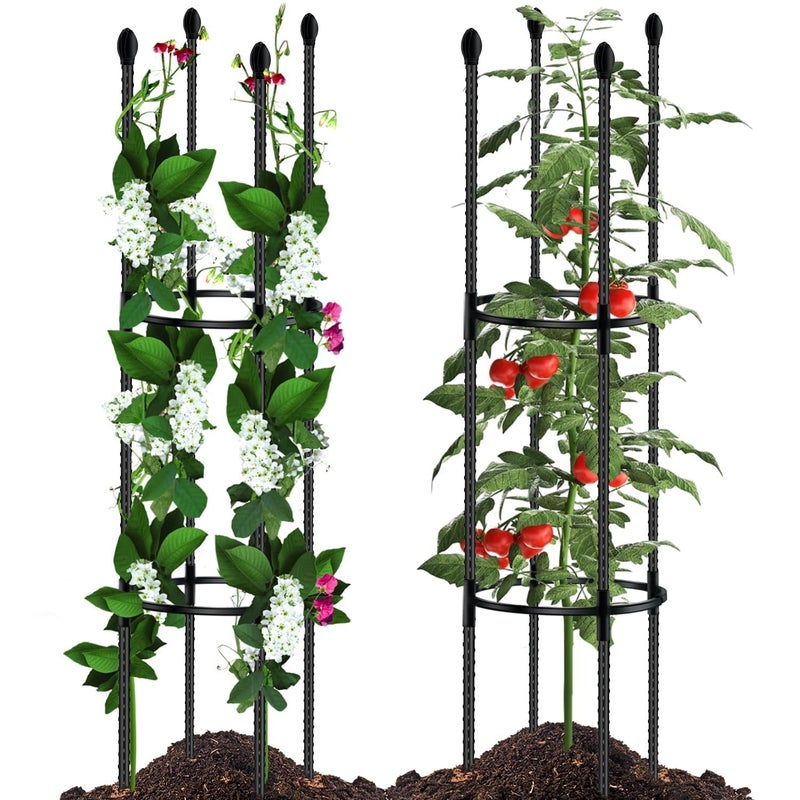 SupKing Tomato Cages for Garden Sturdy Metal Plant Stakes SupKing 2 Pack 47 Inch Tall Adjustable Heavy Duty Plant Support Cage Trellis for Outdoor Climbing Rose Vegetables Plants Flowers Comes 20 Twist Ties - Image 2