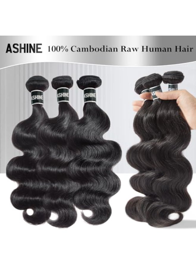 ASHINE Human Hair Bundles Body Wave Straight Unprocessed Cambodian Raw Hair Bundles for Women Natural Black 22 24 26 Inch Keep Soft and Silky After Multiple Washes - Image 3