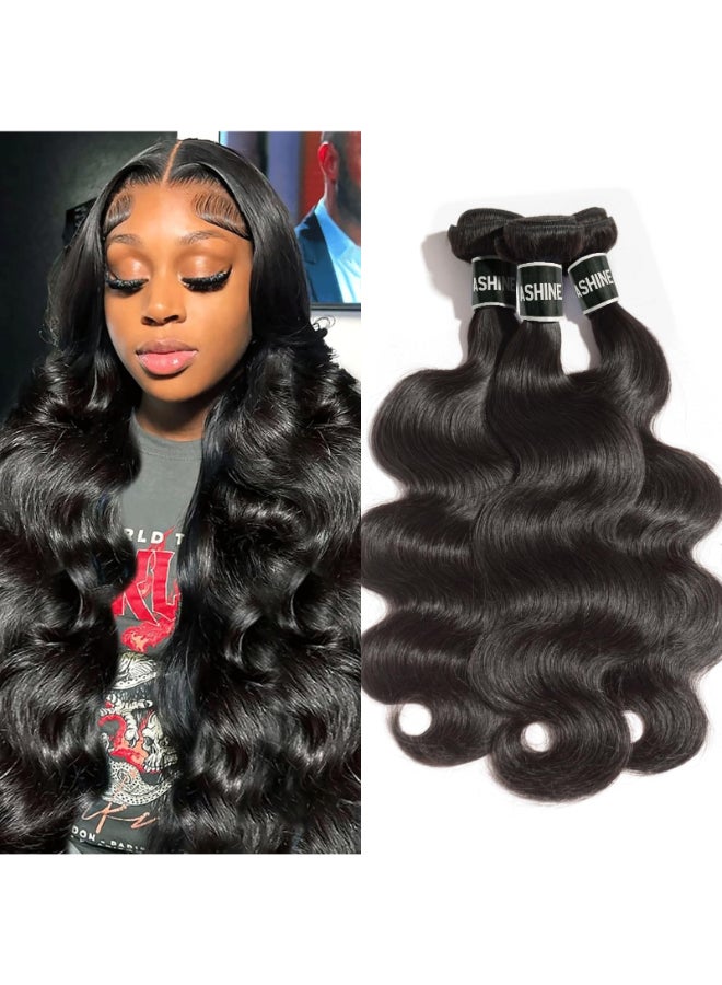 ASHINE Human Hair Bundles Body Wave Straight Unprocessed Cambodian Raw Hair Bundles for Women Natural Black 22 24 26 Inch Keep Soft and Silky After Multiple Washes - Image 2