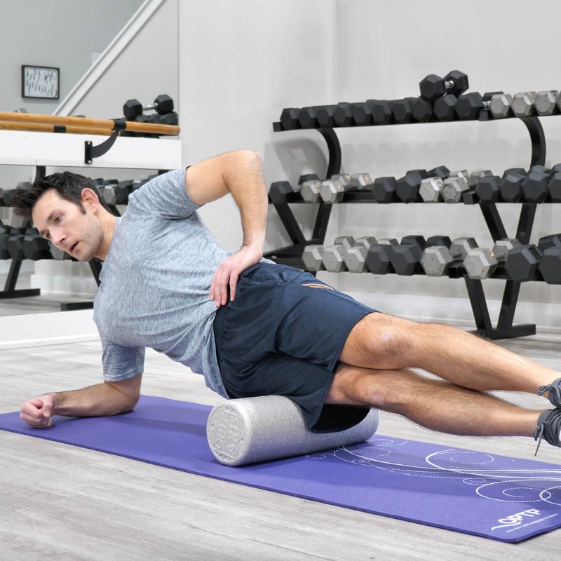 OPTP أسطوانة فوم فضية من OPTP، كثافة معتدلة للطب الرياضي، العلاج الطبيعي، البيلاتس، اليوغا - تحرير اللفافة على نقاط الزناد (فضية كثافة معتدلة، 18" × 6" دائري) - Image 2