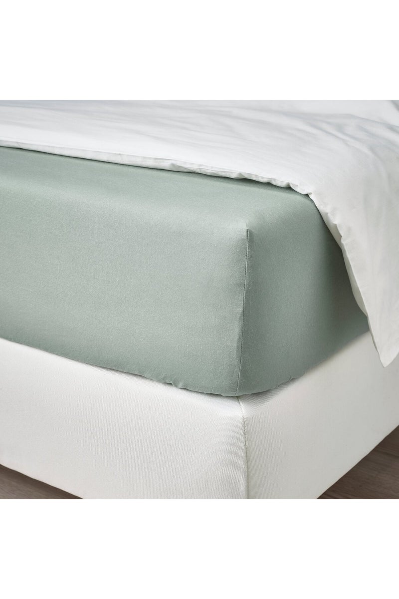 Fitted Sheet, grey-green, 160 x 200 cm - Image 3