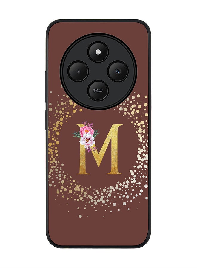 Stylizedd For Xiaomi Poco C75 Case,Slim fit Camera Protection, Shockproof Thin Phone cover - Custom Monogram Floral - M (Brown ) - Image 1