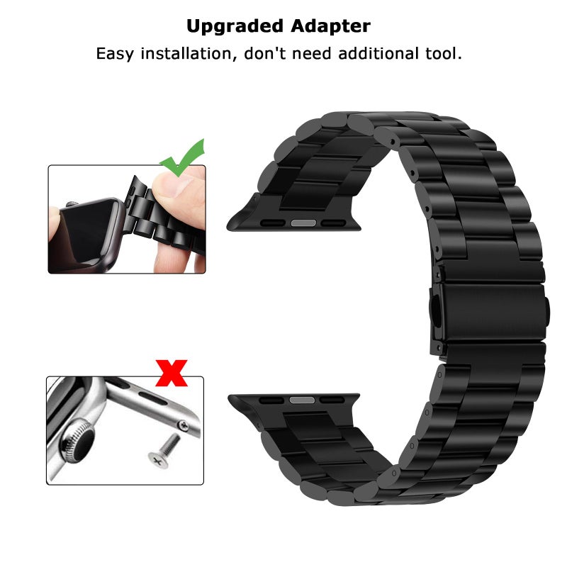 Tasikar سوار تسكار متوافق مع سوار آبل ووتش 49 مم 46 مم 45 مم 44 مم 42 مم حزام بديل من الفولاذ المقاوم للصدأ الممتاز متوافق مع آبل ووتش ألترا 3 2 1 سلسلة 11 10 9 8 7 6 5 4 3 2 1 SE، أسود - Image 4