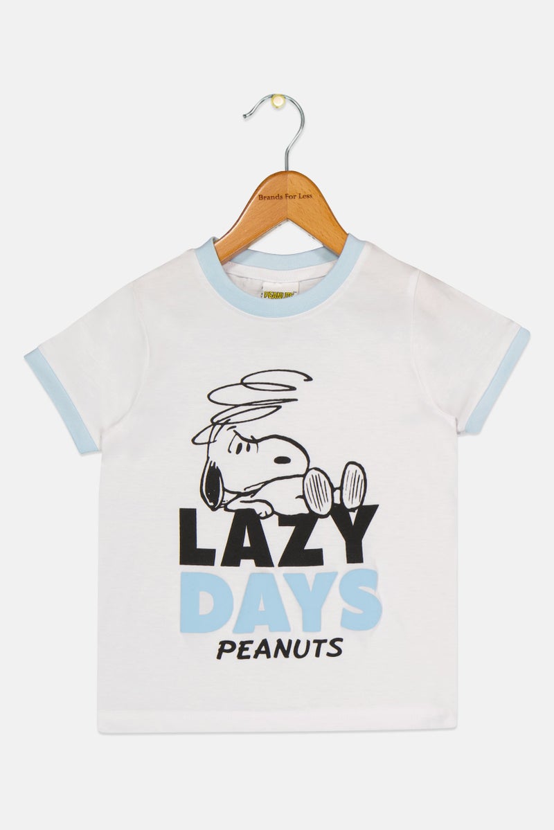 Peanuts Toddlers Boy Crew Neck Short Sleeve Peanuts Print Top, White - Image 2