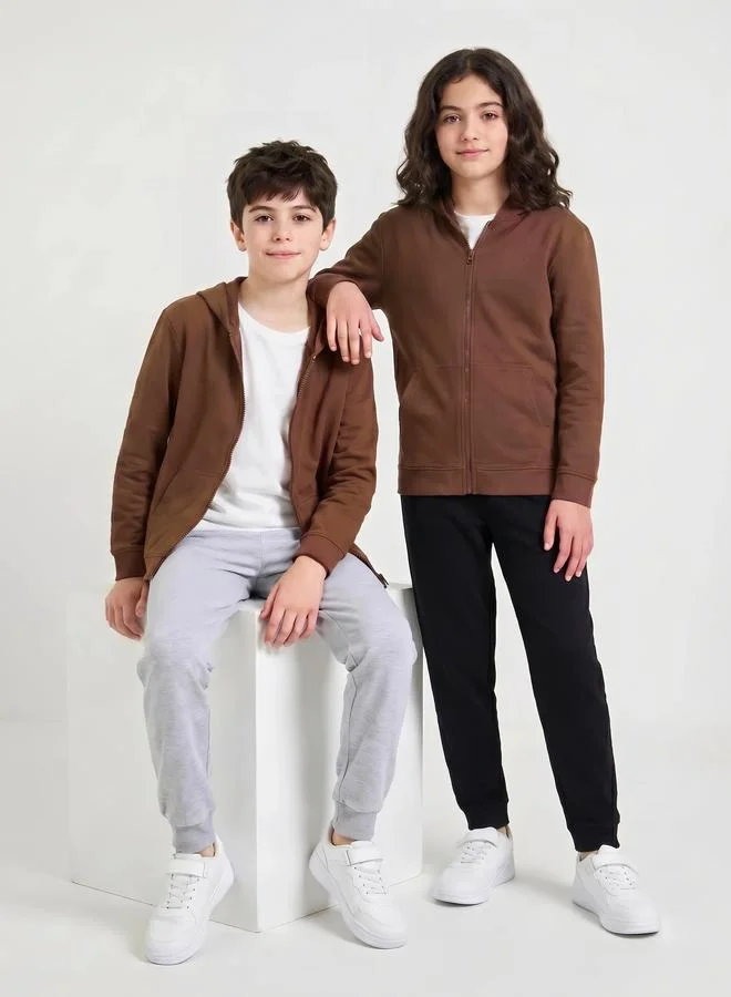 ستايلي Teen Unisex Cotton Zip Through Hoodie with Pocket