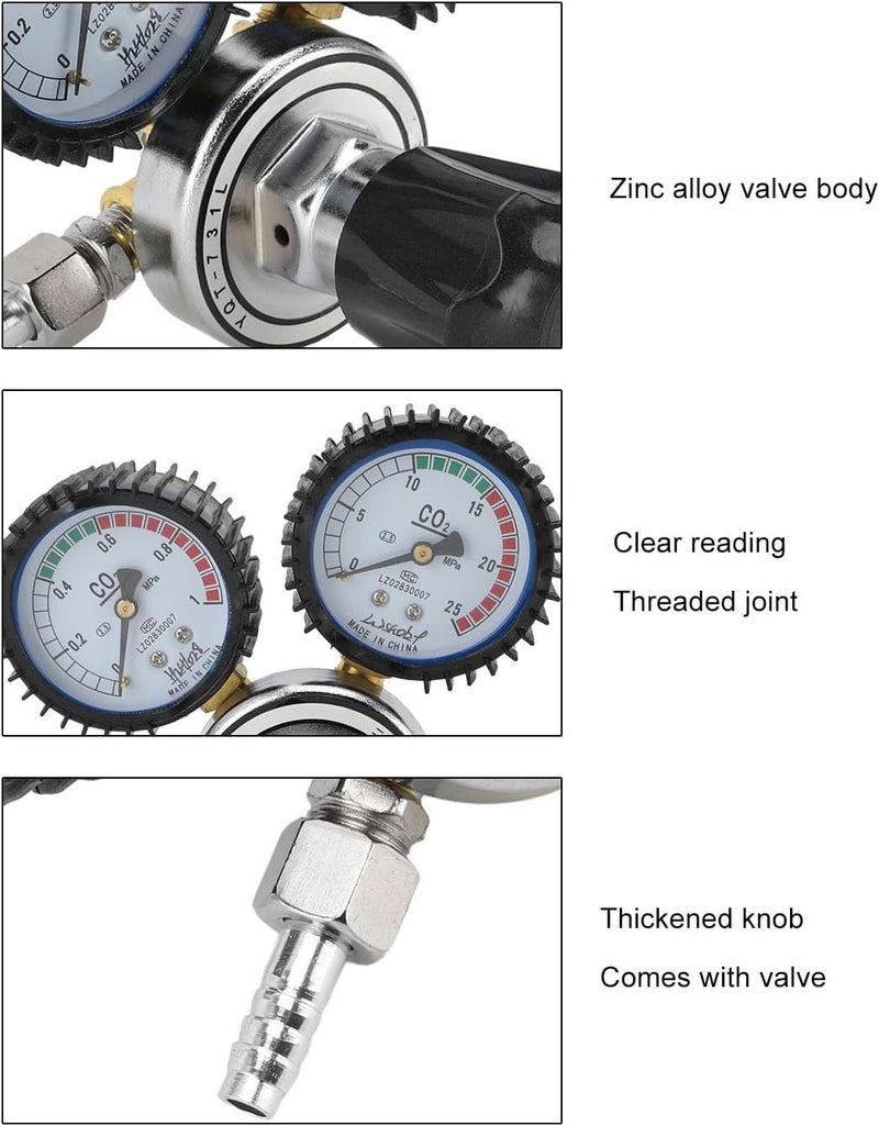 Hilitand CO2 Regulator, 2 Zinc Alloy CO2 Pressure Regulator with Built in Safety Valve and Clear Dial, for Welding Cutting and Electronic Industries - Image 5