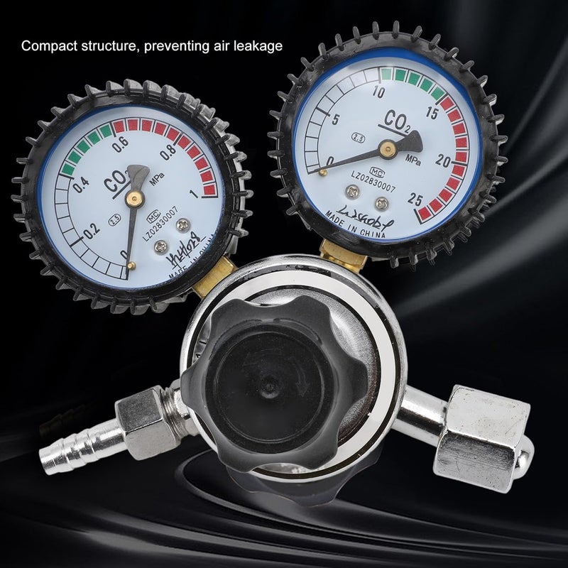 Hilitand CO2 Regulator, 2 Zinc Alloy CO2 Pressure Regulator with Built in Safety Valve and Clear Dial, for Welding Cutting and Electronic Industries - Image 2