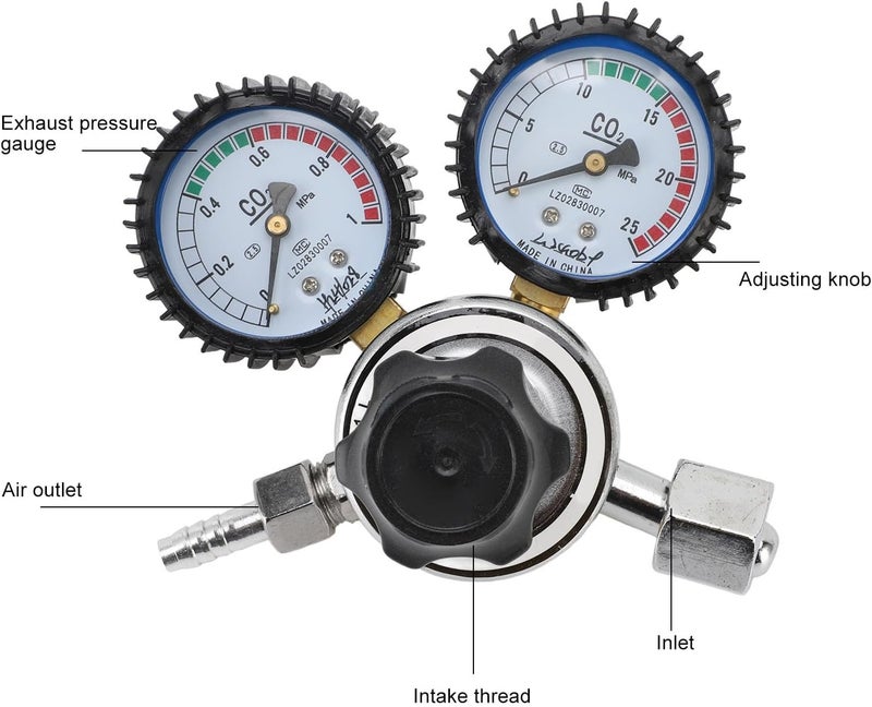 Hilitand CO2 Regulator, 2 Zinc Alloy CO2 Pressure Regulator with Built in Safety Valve and Clear Dial, for Welding Cutting and Electronic Industries - Image 4