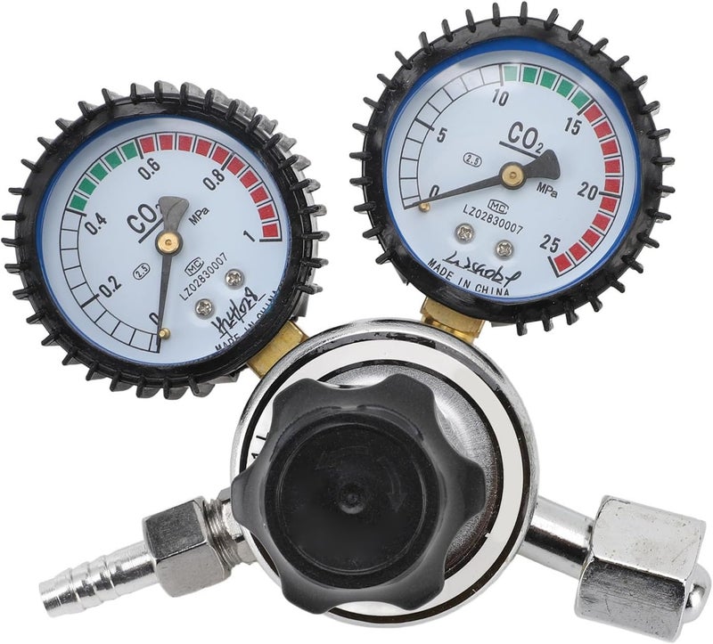 Hilitand CO2 Regulator, 2 Zinc Alloy CO2 Pressure Regulator with Built in Safety Valve and Clear Dial, for Welding Cutting and Electronic Industries - Image 1