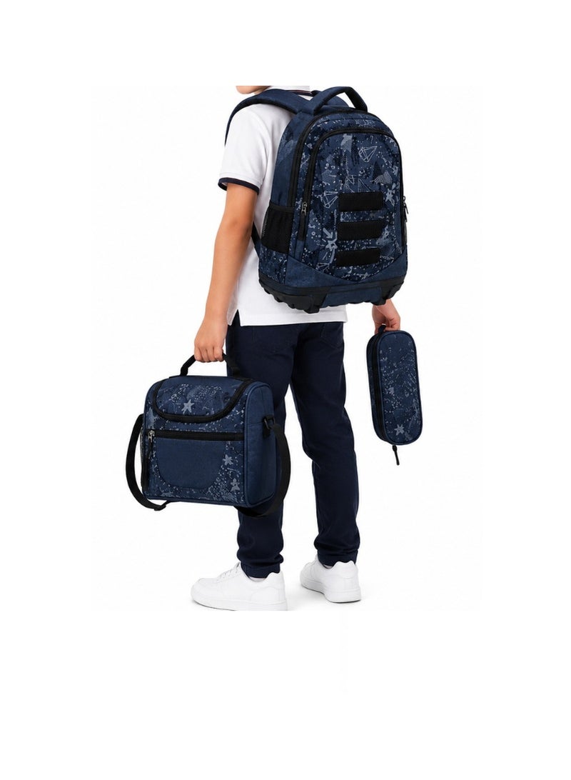 RENOVO 3-Piece Kids Rolling School Backpack Set with Handle – Backpack, Lunch Bag & Pencil Case - Image 3