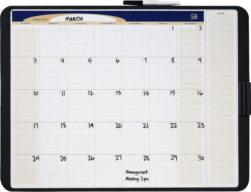 Quartet Calendar Whiteboard Monthly 23 x 17 Dry Erase Board Designer Tack  Write Black Frame CT2317 - Image 2