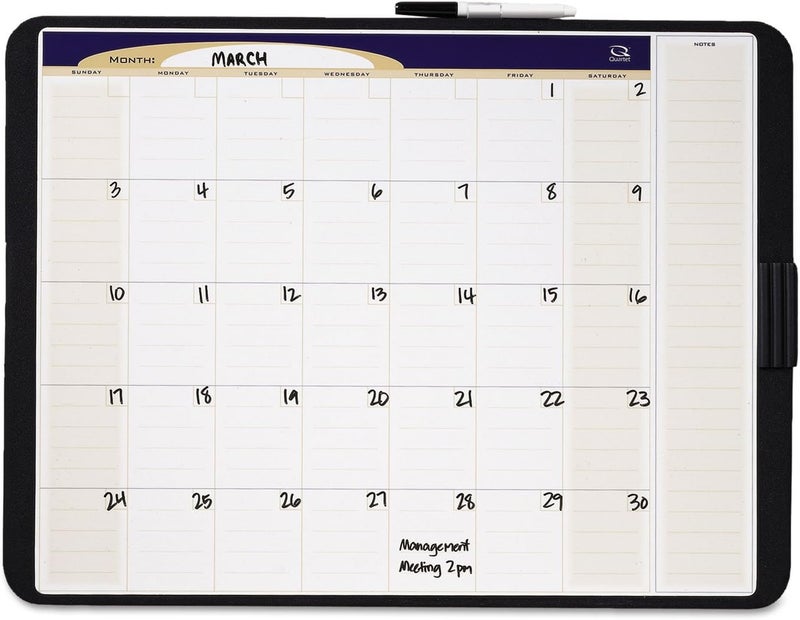 Quartet Calendar Whiteboard Monthly 23 x 17 Dry Erase Board Designer Tack  Write Black Frame CT2317 - Image 1