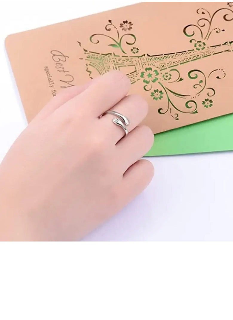 بامير خاتم احتضان مطلي بالفضة وسوار قابل للتعديل منحوت "i Love U Forever" داخل أول هدية لفتياتك هدية عيد ميلاد مثالية لعيد الحب  - Image 5