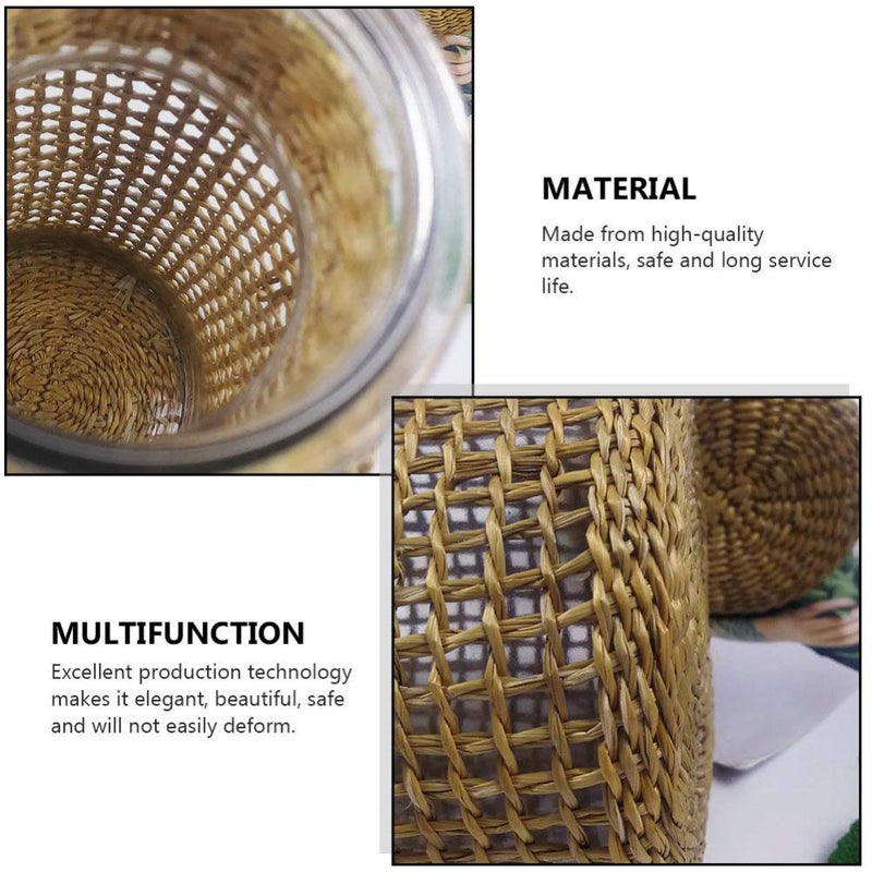 DOITOOL Glass Flower Vase with Rattan Cover, 6.29" Tall Rattan Vase, Wicker for Flowers, Boho Decor, Bud Vintage Country for Home Table Centerpiece, Farmhouse Decoration (S) - Image 4