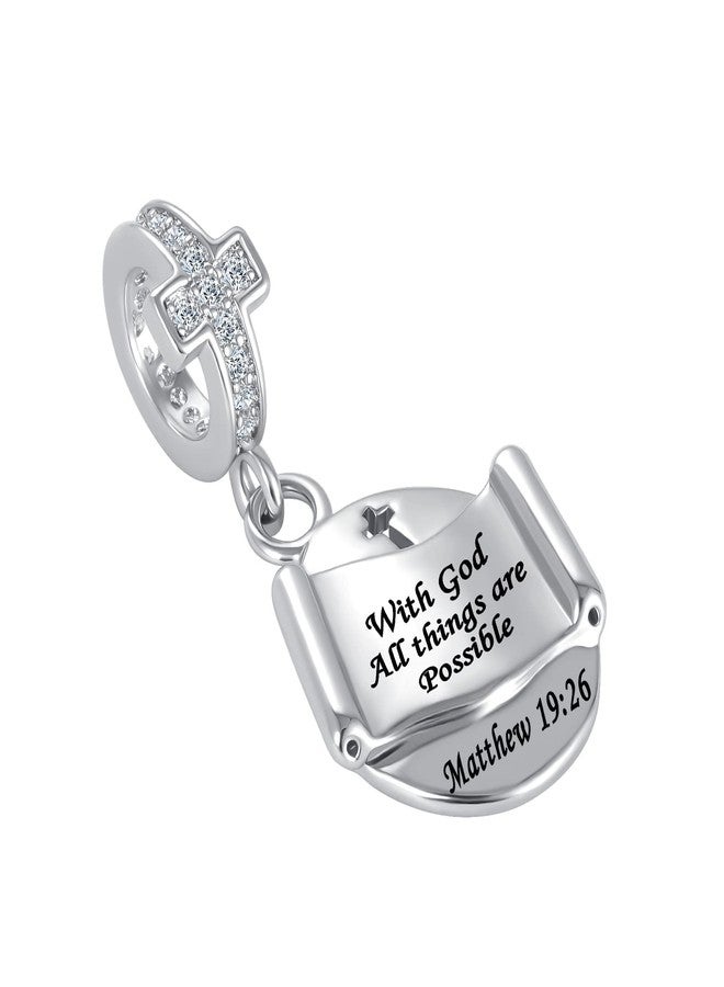 QeenseKc With God All Things Are Possible Charm Religious Bible Verse Quote Scripture Bead for Pandora Bracelet - Image 2