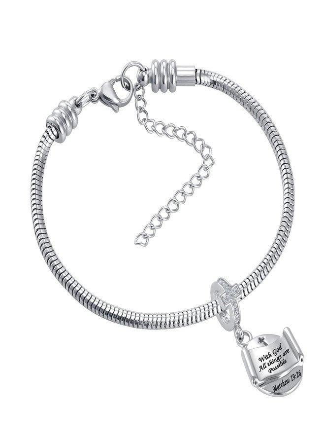 QeenseKc With God All Things Are Possible Charm Religious Bible Verse Quote Scripture Bead for Pandora Bracelet - Image 4