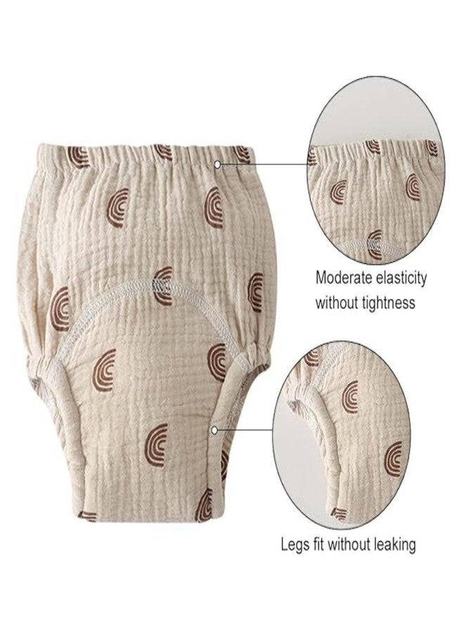 أو بيبي سراويل تدريب قابلة لإعادة الاستخدام من قماش الموسلين من أوبابي - سراويل تدريب ناعمة للأطفال الصغار من قطن الموسلين - تصميم يسمح بمرور الهواء وعالي الامتصاص (مقاسات: 6 أشهر، 12 شهرًا، 6) لون أبيض كريمي - Image 5