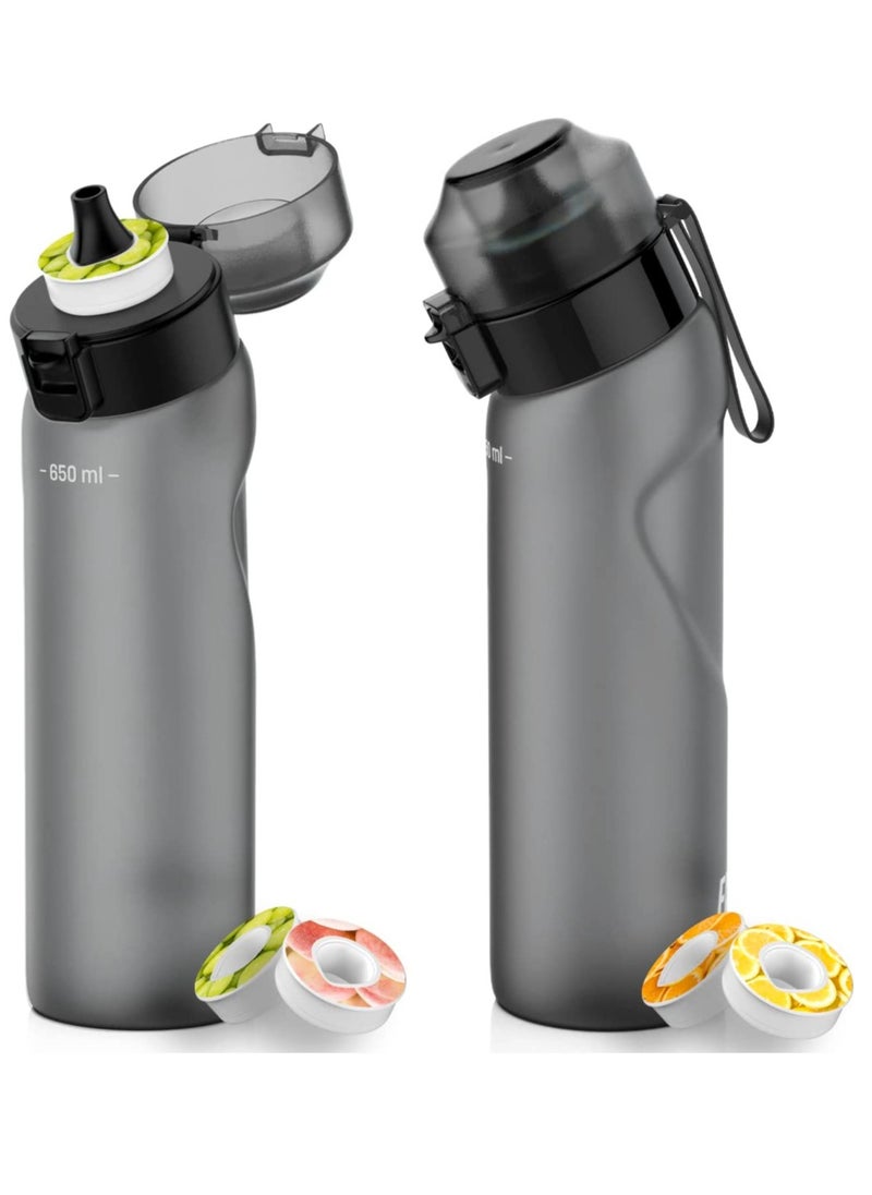 Generic - Flavored Water Bottle with Straw - 650mL Infuser Bottle Includes 2 Flavor Pods, Flip Lid, Wide-Mouth Cap, Carry Strap, Leakproof, BPA-Free, Black, Ideal for Gym and Fitness Activities. - Image 1