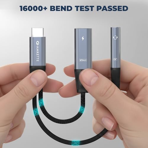 Amkette Adapt Type-C to 3.5mm Audio Adapter with PD Standard Charging | Hi-Res DAC | Simultaneous Music & Charging | Aluminium Alloy Body, Braided Cable | Compatible with PD-Supported Type-C Devices - Image 3