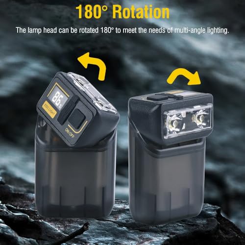 Linist Mini Flashlight with Clip, Digital Power Display Rechargeable Flash Light, 180 Degree Adjustable Hard Hat Light, LED Magnetic Flat EDC Pocket Light for Running, Camping, Cycling - Image 2