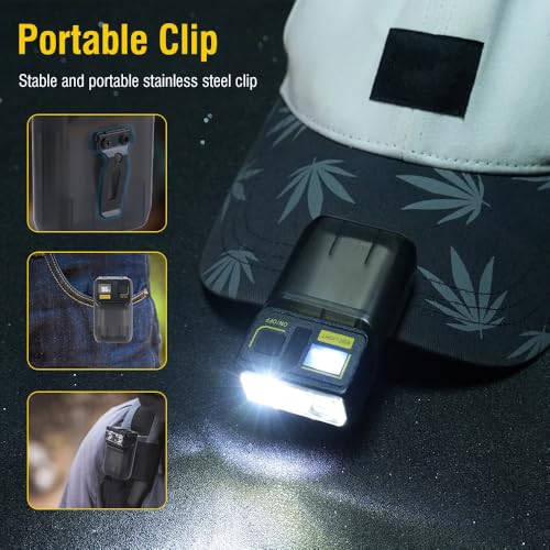 Linist Mini Flashlight with Clip, Digital Power Display Rechargeable Flash Light, 180 Degree Adjustable Hard Hat Light, LED Magnetic Flat EDC Pocket Light for Running, Camping, Cycling - Image 5