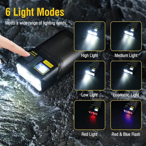 Linist Mini Flashlight with Clip, Digital Power Display Rechargeable Flash Light, 180 Degree Adjustable Hard Hat Light, LED Magnetic Flat EDC Pocket Light for Running, Camping, Cycling - Image 3