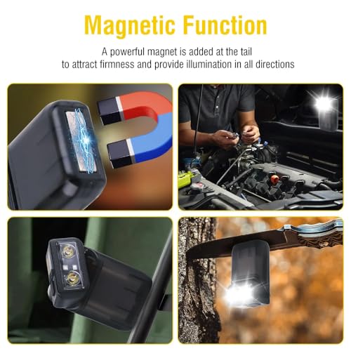 Linist Mini Flashlight with Clip, Digital Power Display Rechargeable Flash Light, 180 Degree Adjustable Hard Hat Light, LED Magnetic Flat EDC Pocket Light for Running, Camping, Cycling - Image 4