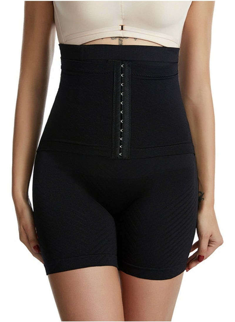 Loquat Womens Body Shaper Tummy Control Buckled Underwear Boxer Briefs Solid Color Slim High Waist Hip Lift Shapewear Safety Underpants Black  - Image 1
