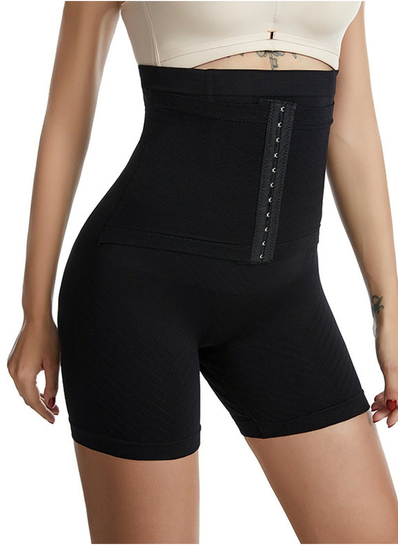 Loquat Womens Body Shaper Tummy Control Buckled Underwear Boxer Briefs Solid Color Slim High Waist Hip Lift Shapewear Safety Underpants Black  - Image 2