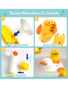 Excefore Bathtub Toys for Kids, Multifunctional Toddlers Shower Sprayer, Yellow Duck Bath Toys with 3 Bath Ducks & 4 Toddlers Shower Sprayer, Water Toys Shower Head  - Image 4